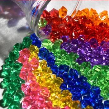 Акрилен камък 100 бр. декорация за аквариум бонсай детски кристални играчки Цветни пластмасови диаманти, Цветни скъпоценни камъни