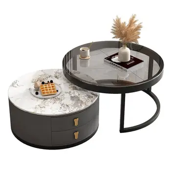 Аксесоари за украса на кръглата журнального маса, луксозни скандинавските уникални холни маси, малка масичка Mesa De Centro De Сала, мебели за дома