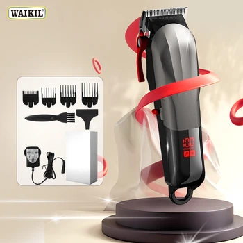 Акумулаторна машина за подстригване на коса WAIKIL с цифров дисплей Електрически тример за коса с Професионална козметика машина за бръснене