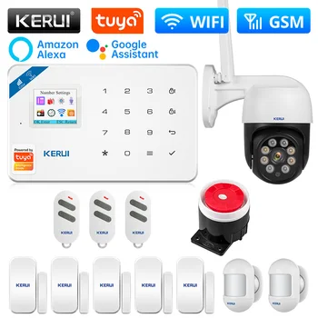 Аларма KERUI Sasha W181, Поддръжка на Wi-Fi е GSM аларма, пакет за управление на Алекса, сензор за движение, вратата сензор, датчик, сирената