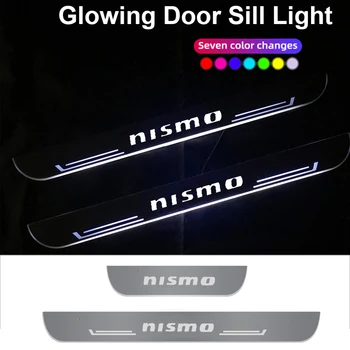 Атмосферни безжична лампа за Nissan NISMO, педала на входа, аксесоари за зареждане чрез USB, на прага на предната врата, акрилни проектор, лампа