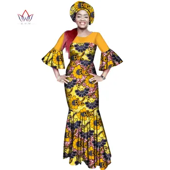 Африкански рокли за жени 2023, нови елегантни рокли в стил бохо с изгорени ръкав и набори по-големи размери, дамски дълги дрехи WY2270