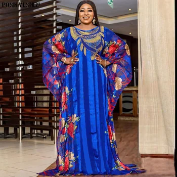 Африкански рокли за жени 2023, мюсюлмански шифоновый Макси-женски халат, нигерийская традиционни дрехи, лятна мода, Абайи, Дубай, Bubu