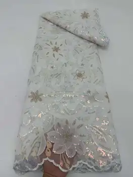 Африкански тюл мъниста Лейси плат 2023 високо качество на нигерийските френски блясък на Младоженеца Чиста лейси плат за сватбеното парти Рокли да шият