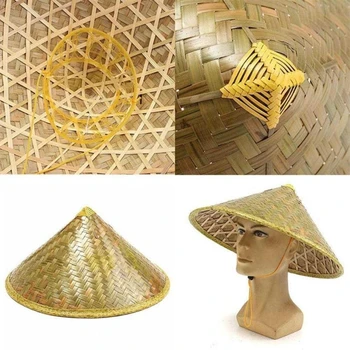 Бамбук шапка ръчна изработка за възрастни с сенника рибарска шапка за оризово поле, ориенталски кулата, плажна шапка, подпори за фотосесия, шапка за парти, директна доставка
