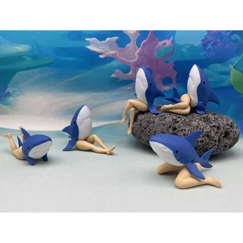 Бандай натурална крак акули Русалка креативна пясъчна скулптура малък орнамент капсула фигурка модел играчки