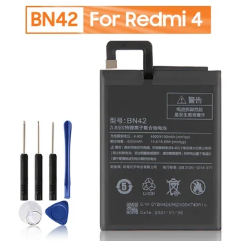 Батерия BN42 За Xiaomi Redmi 4 Hongmi4 Redmi4 стандартната версия на Акумулаторна работа на смени Батерията на Телефона 4000 mah + Инструмент