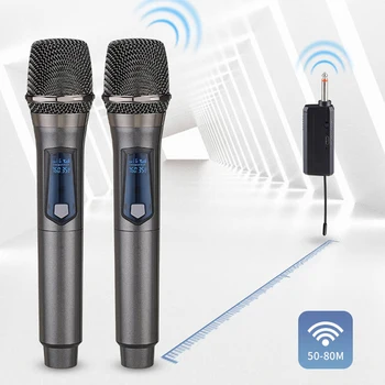 Безжичен микрофон 1200 ма UHF Професионален ръчен динамичен микрофон за караоке система Micphone с приемник за усилвател PA System