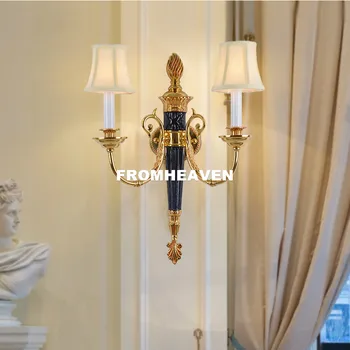 Безплатна доставка Френски стил мед, с монтиран на стената лампа W42cm H55cm Антични вила окоп Crystal нощни монтиран на стената лампа, Осветление на 100% гарантирано