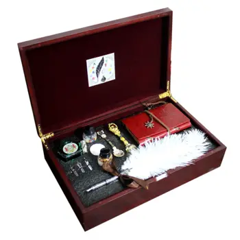 Британската перьевая дръжка в европейски стил, печатарската дръжка, гъши дръжка с бележник, подарък кутия с сургучом и мастило