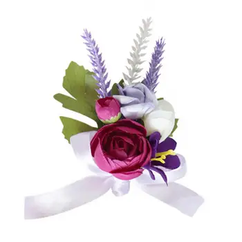 Брошка-boutonniere, реалистична сватбена boutonniere, корсаж на китката, ярки неувядающие розови цветя с дебели листа, аксесоари за партита