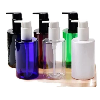 Бутилка за еднократна употреба с плосък рамо, празен козметични контейнера за домашни любимци, 250 мл, 15 бр., черно-бял помпа, пластмасови бутилки за шампоан и лосион