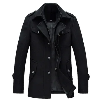 В есенно-зимната вълна на мъжко яке, палто, монофонични случайни отложной яка, копчета, гъст топло, горещо разпродажба, ново брендовое мъжко палто