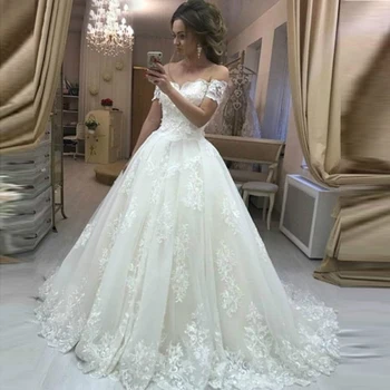 Винтажное бална рокля с открити рамене, сватбени рокли 2022 Vestido De Noiva, струята с аппликацией, луксозна сватбена рокля голям размер