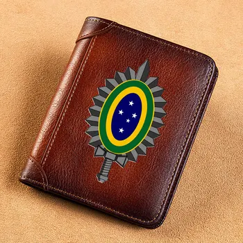 Висококачествени мъжки портмонета от естествена кожа с бразилски пентагонът иконата, кратък портфейл за карти, луксозен брендовый мъжки портфейл