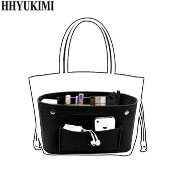 Вътрешна чанта от филц HHYUKIMI Дамски модерна чанта с множество джобове за съхранение на козметични чанти-организаторите, чанти за багаж, аксесоари