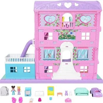 Голям компактен къща за нощувки с 2 микро-кукли, 1 играчка машината и 15+ аксесоари