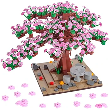 Градивни елементи за къщата на дървото Сакура, определени за строителство на Цветята-Бонсай 906; Уникален Набор от цветове и градивни елементи за деца и възрастни