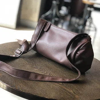 Дамска чанта за през рамото от естествена телешка кожа, 2023, нова чанта за отдих, мека кожена чанта в стил ретро, уличен тенденция, женствена чанта от телешка кожа
