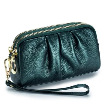 Дамска чанта с голям капацитет от телешка кожа с горния слой, темпераментен чанта за мобилен телефон