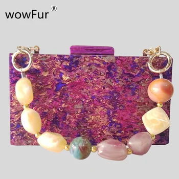 Дамски акрилни чанти от цветен камък, дизайнерски дамски чанти през рамо, модерен новата луксозна марка, дамски чанти-месинджър за партита