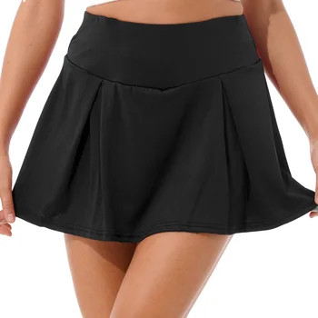 Дамски модерни танцови поли, танцови, спортни пола с еластичен колан и висока талия, с вградени къси панталони, модерни ежедневни плисирани поли