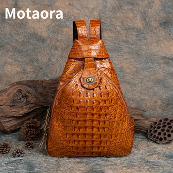 Дамски раници MOTAORA от естествена кожа в ретро стил за мъже, многофункционални чанти за рамо, раница от телешка кожа с релефно под крокодиловую кожата