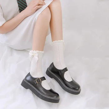 Дамски чорапи с волани и лък в стил Лолита 