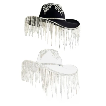 Дамски шапка за моминско парти, ковбойская шапка за нощен клуб, шапка с широка периферия в стил Уестърн за пастушки