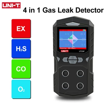 Детектор за течове на газ UNIT UT334E UT334F UT334G Ръчно 4 в 1 Монитор на качеството на въздуха Детектор за въглероден окис, H2S и O2 EX Газ Тестер