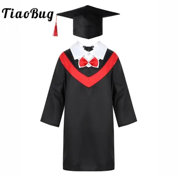 Детска училищна форма за момчета и момичета, выпускное рокля с четка, комплект кепок, детски студентски костюм, рокля за ролеви игри за фотография