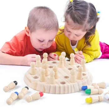 Детски дървени шах, детска празнична игра, мач на паметта на родителите и на децата, шах игри, обучение дървена пръчка, цветен информационни играчка