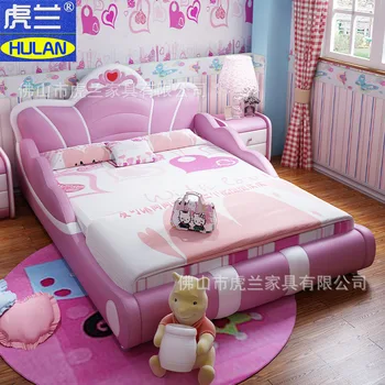 Детско обзавеждане, легло за принцеса мека чанта за момичета легло проста модерна едно легло 1,5 м 1,2 м