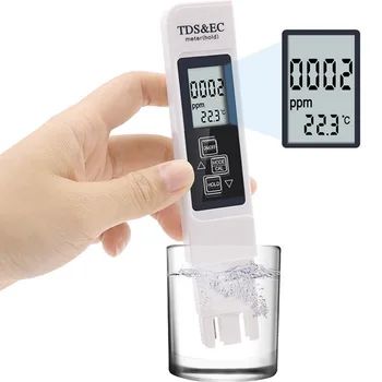 Дигитален тестер за качеството на водата Обхват на измерване 0 9990 Бял Многофункционален измерване на температурата на чистотата на водата Temp Тестер 1бр