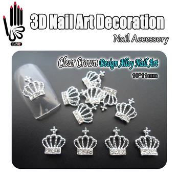 Дизайн за нокти 10 бр./лот, 3D дизайн на нокти, лъскава корона от прозрачен планински кристал, продукти за дизайн на ноктите, аксесоари