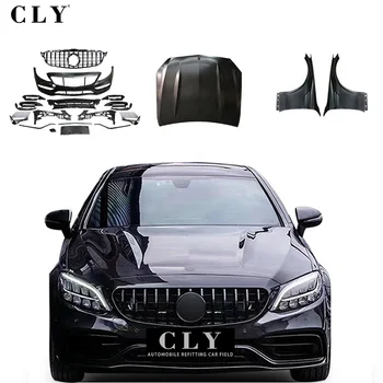 Дизайн на бронята на автомобила CLY За 2014-2021 Benz C Class W205 C205 AMG Line Coupe Обичайното Обновяване на C63S AMG 1:1 Бодикит Качулка Крило