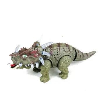 динозавър Електрическа имитация на динозавър с лека музика, образователна играчка, модел играчки за деца, готови електронна батерия