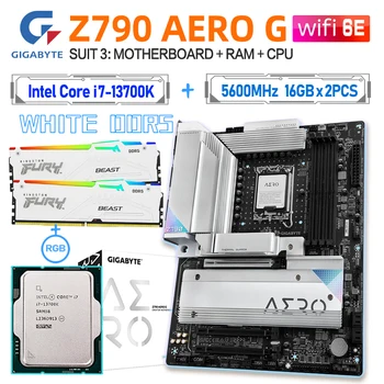 Дънна платка Z790 DDR5 Gigabyte Kit Intel Core I7 13700K CPU Combo Suit the Beast 5600MHz 32G RAM GA Z790 AERO G Бяла дънна Платка ATX