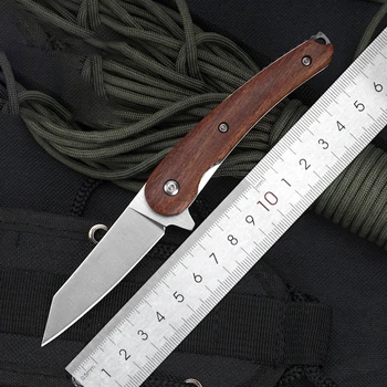 Дървена дръжка на нож D2, тактически сгъваем нож, сигурност за оцеляване в дивата природа, джобни военни ножове EDC Tool