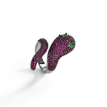 Европейските и американски ново модно дамско пръстен във формата на змия, индивидуален тенденция, ruby кобра, открывающееся пръстен на контролирани размер, жена