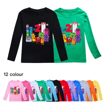 Есенен костюм с цифри 2023, детски ежедневни облекла за момичета, тениска с кръгло деколте за малки момчета, блузи с дълги ръкави, връхни дрехи