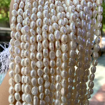 Естествени сладководни перли с неправилна форма, мъниста от ориз, направи си сам, женски гривна, колие, обеци за производство на бижута, аксесоари 35-36 см