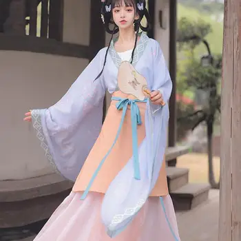 Женски костюм Ханфу, елегантен костюм на фея принцеса за cosplay, дрехи за изказвания, китайски традиционен костюм с преминаването яка
