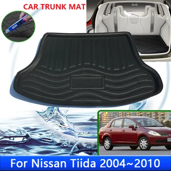 За Nissan Tiida Latio Седан 2004 ~ 2010 C11 2008 2006 2004 Тава за Товарен Багажник Багажника Непромокаема Подложка Подложка Етаж Килим Аксесоари 1x