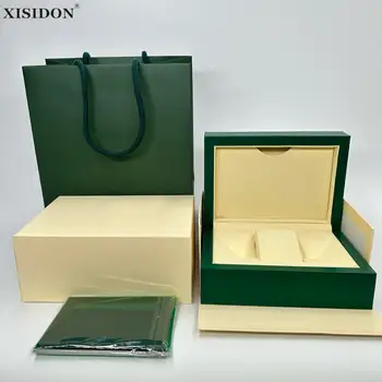 Заводска розетка Зелена кутия за часовници с торби с книжката и карта Може изработени по поръчка луксозни дамски калъфи за часовници Мъжки часовници AAA подарък