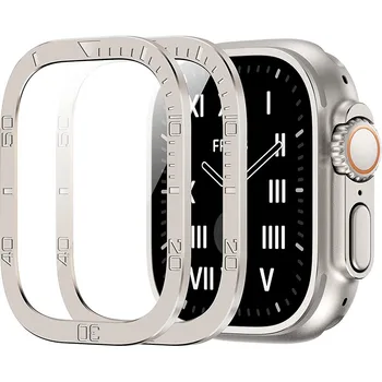 Закалено стъкло за Apple Watch Ultra 49 мм и защитно фолио против надраскване, HD на цял екран метална броня iWatch Ultra 49 мм аксесоари