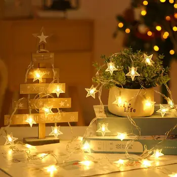 Звезден струнен лампа с висока яркост меко осветление Пентаграм led струнен лампа празничен подпори, аксесоари за партита Коледна украса
