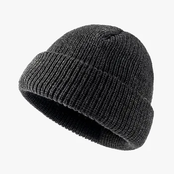 Зимата е мека, топла памучен кашмир вязаная шапчица Дамски мъжки благородна однотонная шапчица кабелна тел