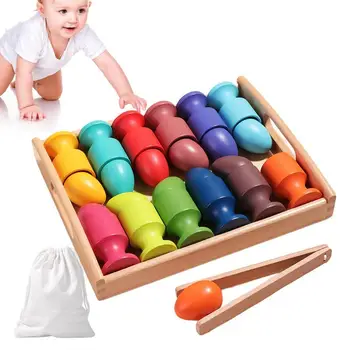 Играчка за сортиране на яйца по цвят В Чаша Монтесори, Интерактивни Играчки За ранно обучение на Родители и Деца, Улучшающая Практически умения Монтесори