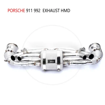 Изпускателната система е от неръждаема стомана HMD за Porsche 911 992 автоматична модификация Catback Електронен клапан Peformance Downpipe с Котка